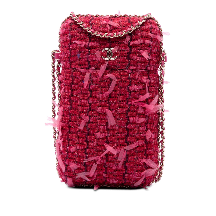Chanel Tweed Sac rond à chaîne Phone Holder