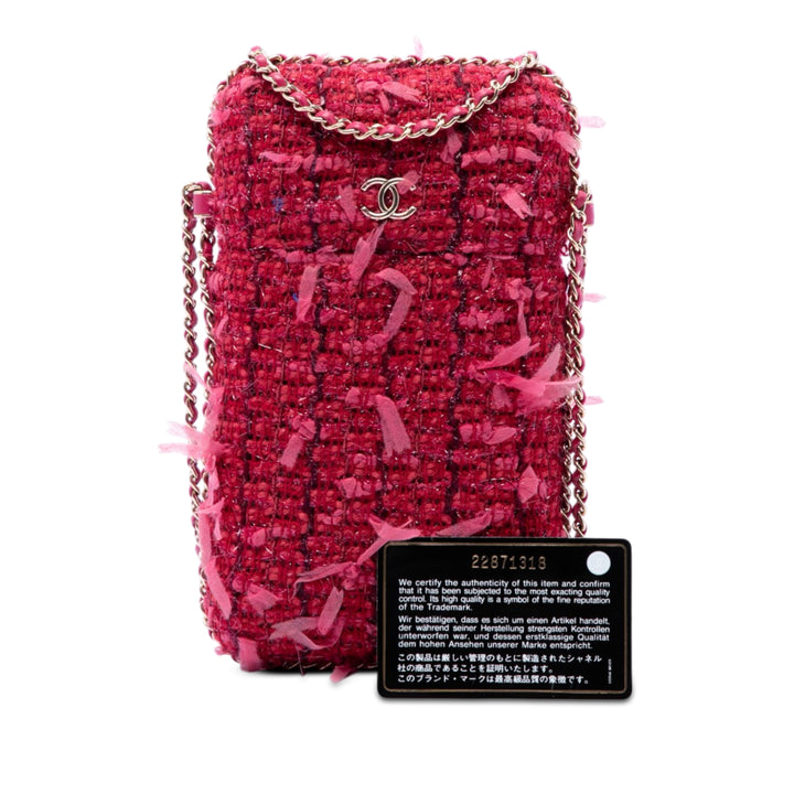 Chanel Tweed Sac rond à chaîne Phone Holder