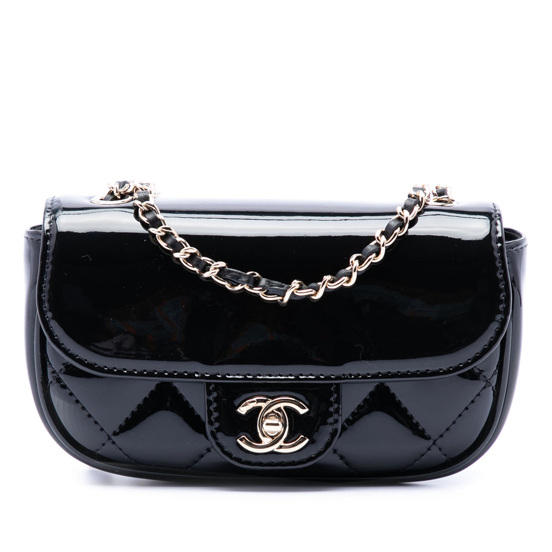 Chanel Mini CC Matelassé Cuir verni Simple rabat