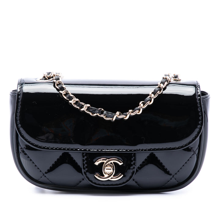 Chanel Mini CC Matelassé Cuir verni Simple rabat