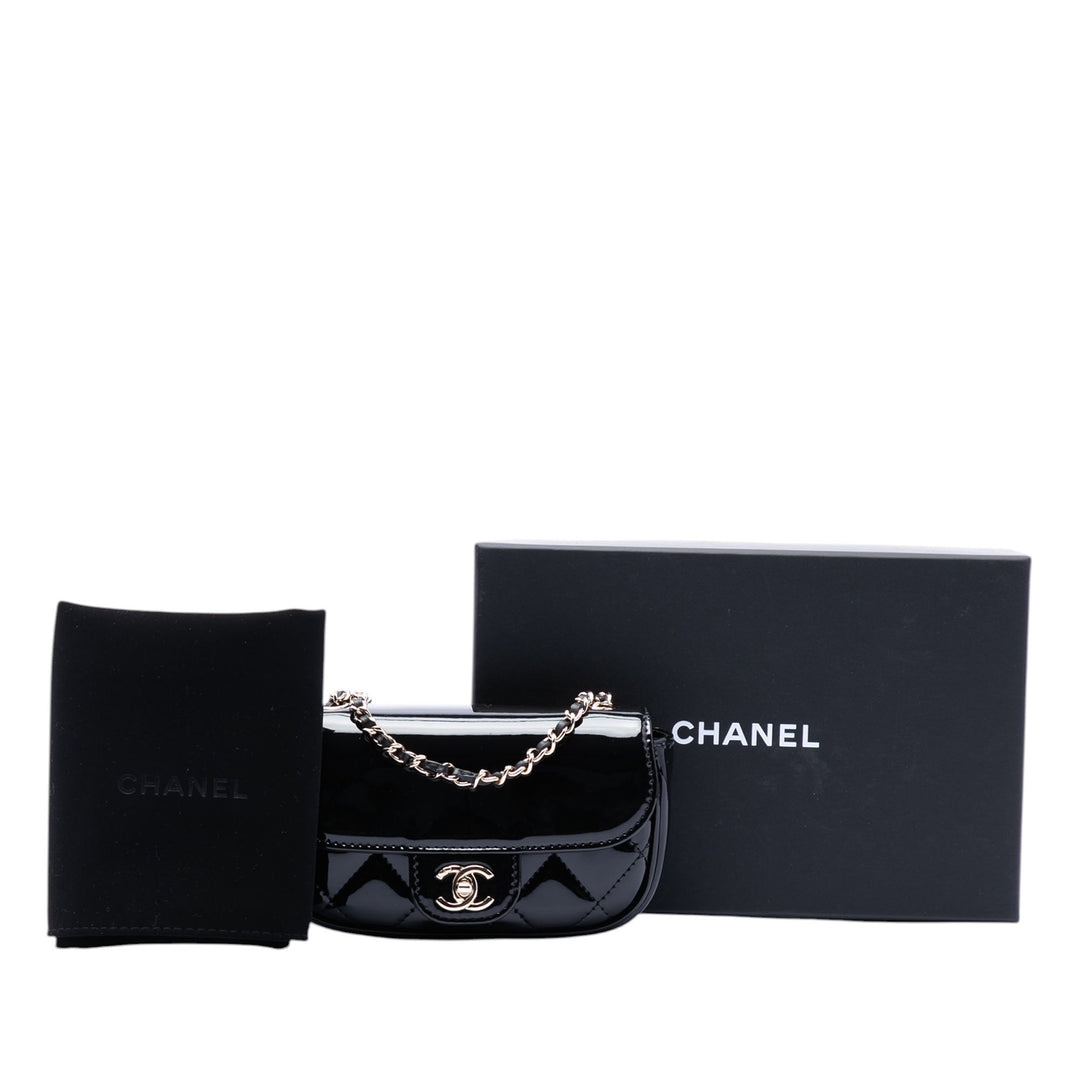 Chanel Mini CC Matelassé Cuir verni Simple rabat