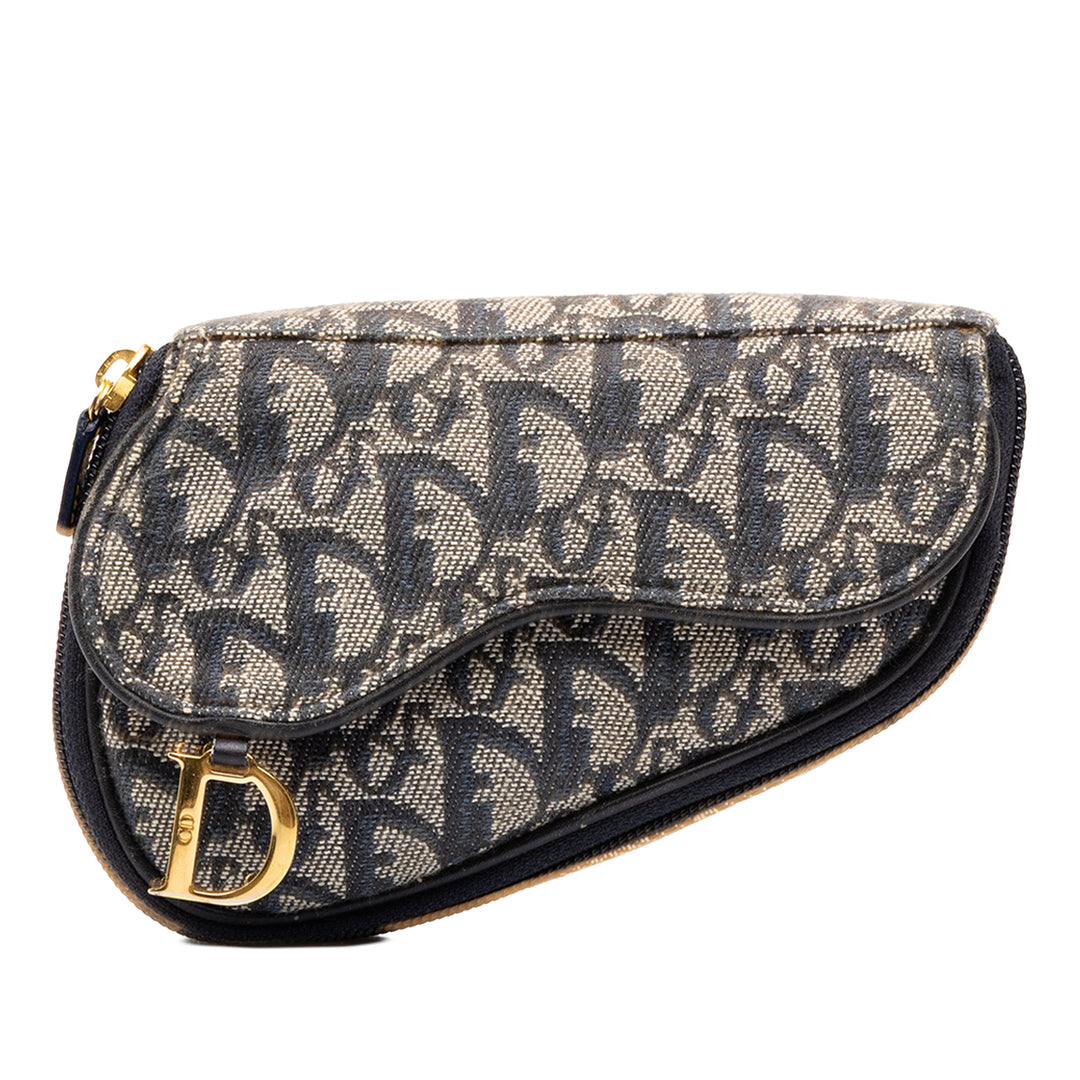 Dior Pochette Saddle Oblique Bleu – vue principale – GABY PARIS