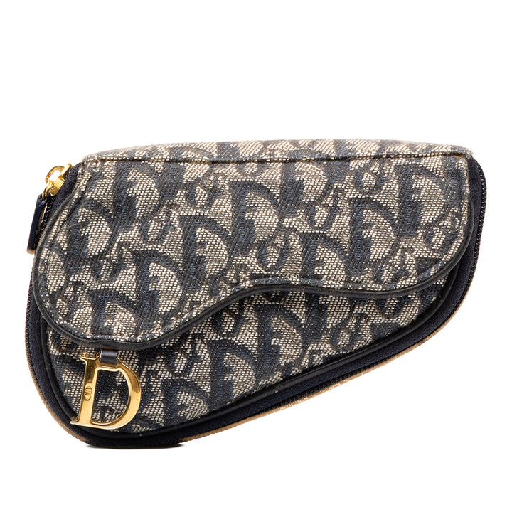 Dior Pochette Saddle Oblique Bleu – vue principale – GABY PARIS