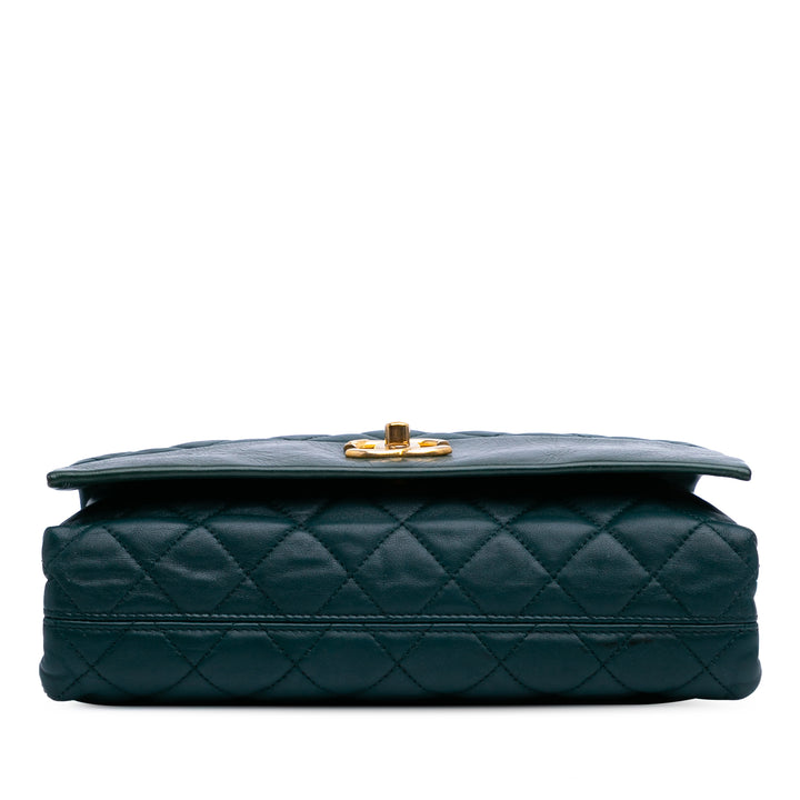 Medium Calfskin Soft Elegance Flap Green - Gaby Paris