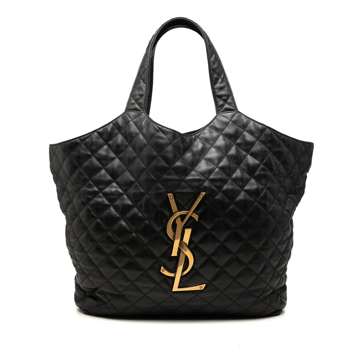 Saint Laurent Matelassé Icare Cabas Maxi Cuir d'agneau Noir