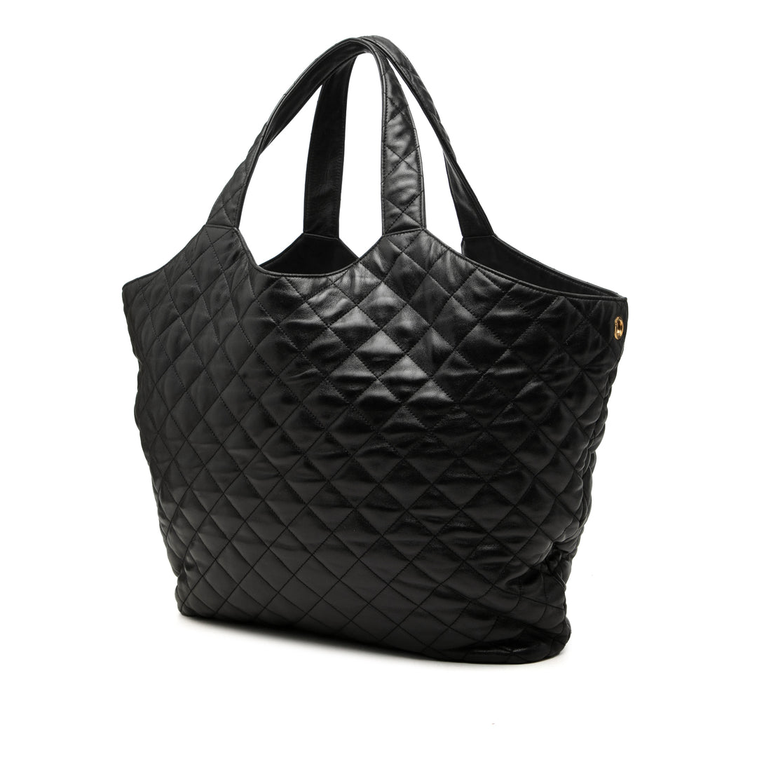Saint Laurent Matelassé Icare Cabas Maxi Cuir d'agneau Noir