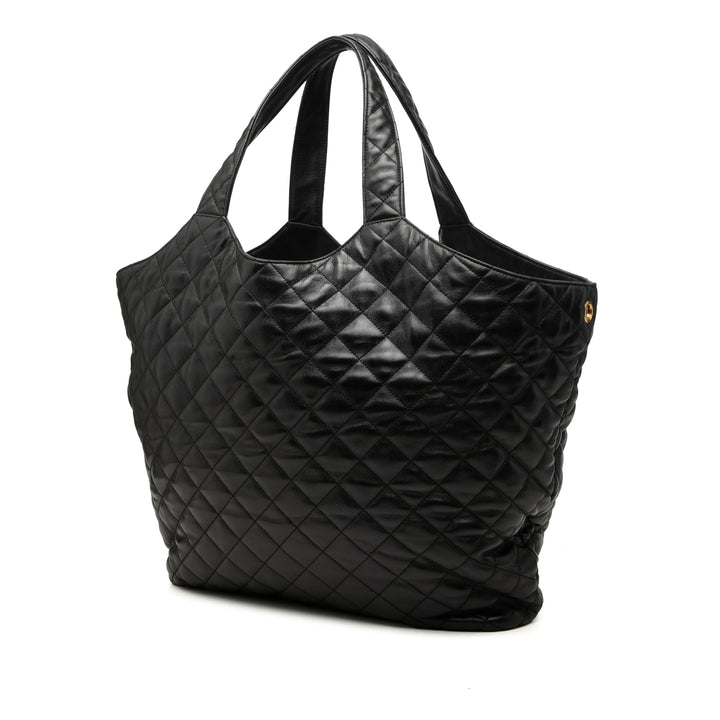 Saint Laurent Matelassé Icare Cabas Maxi Cuir d'agneau Noir