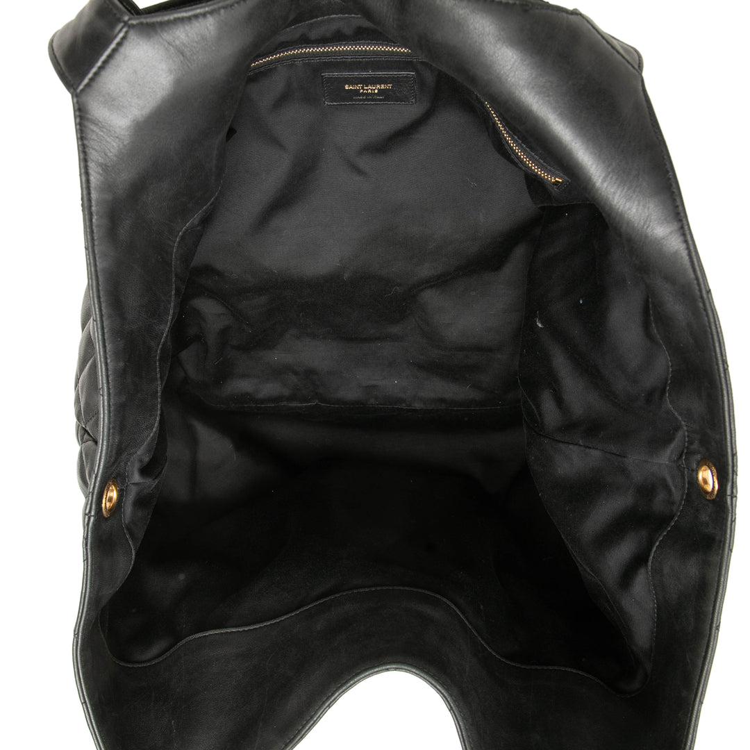 Saint Laurent Matelassé Icare Cabas Maxi Cuir d'agneau Noir