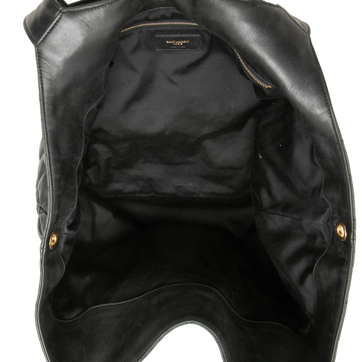 Saint Laurent Matelassé Icare Cabas Maxi Cuir d'agneau Noir
