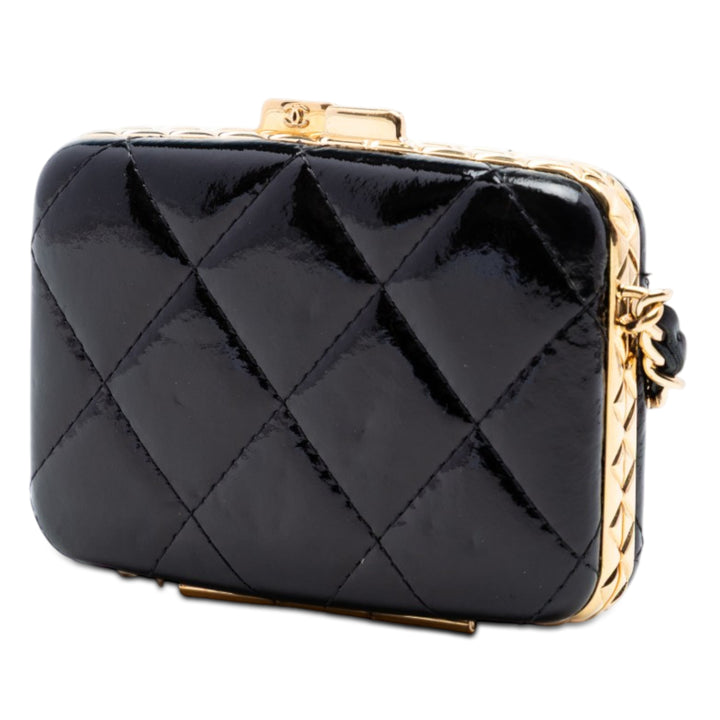 Chanel Small Glazed Cuir de chèvre Boîte avec chaîne