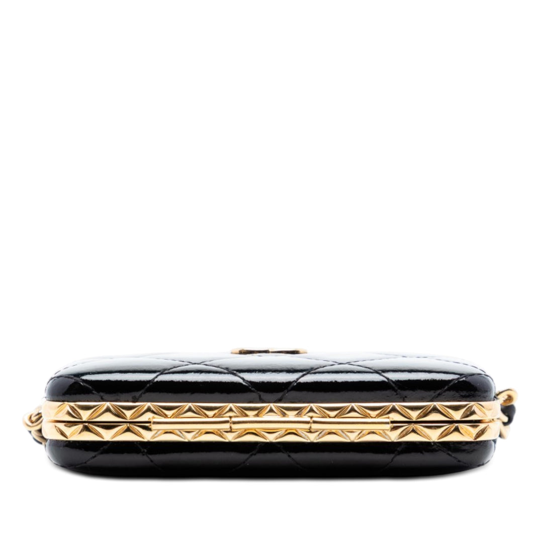 Chanel Small Glazed Cuir de chèvre Boîte avec chaîne