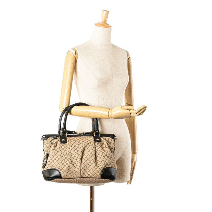 Diamante Canvas Sukey Satchel Brown - Gaby Paris