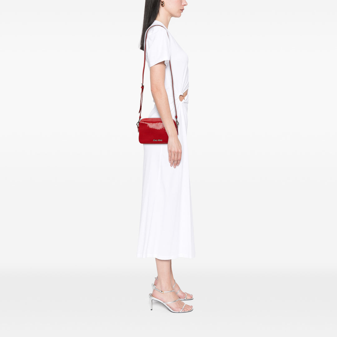 Miu Miu Sequinss Paillettes et Logo Sac Cuir de veau Rouge – vue 5 – GABY PARIS