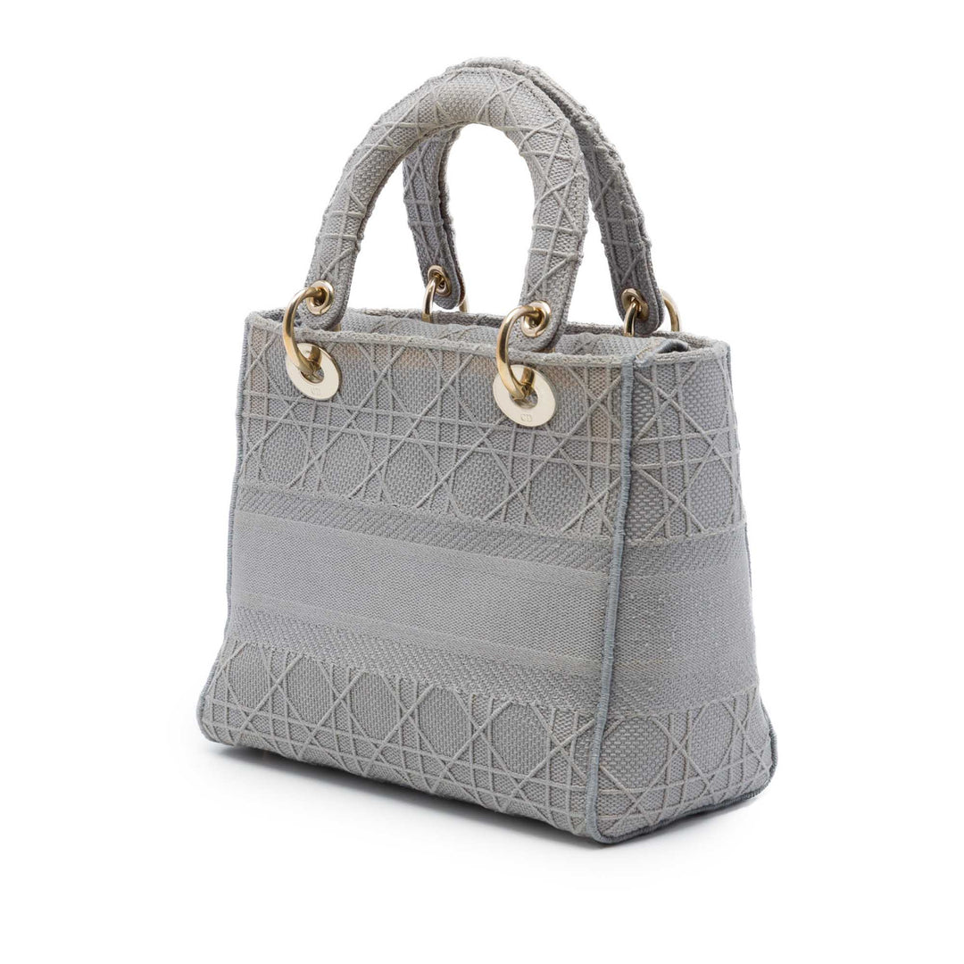 Dior Lady D-Lite Cannage brodé Moyen Gris – vue 2 – GABY PARIS