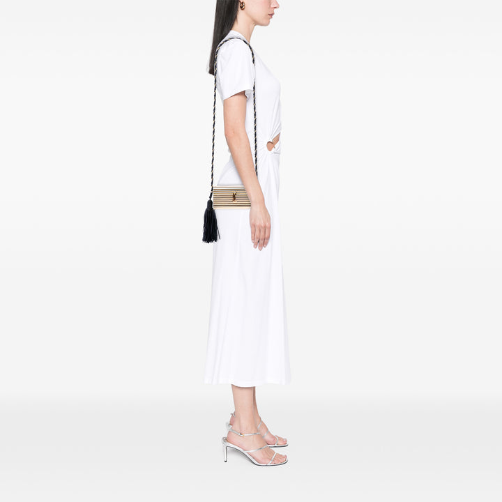 Saint Laurent Ribbed Acrylic et Cuir d’agneau Fringe Monogram Opium Boîte Sac