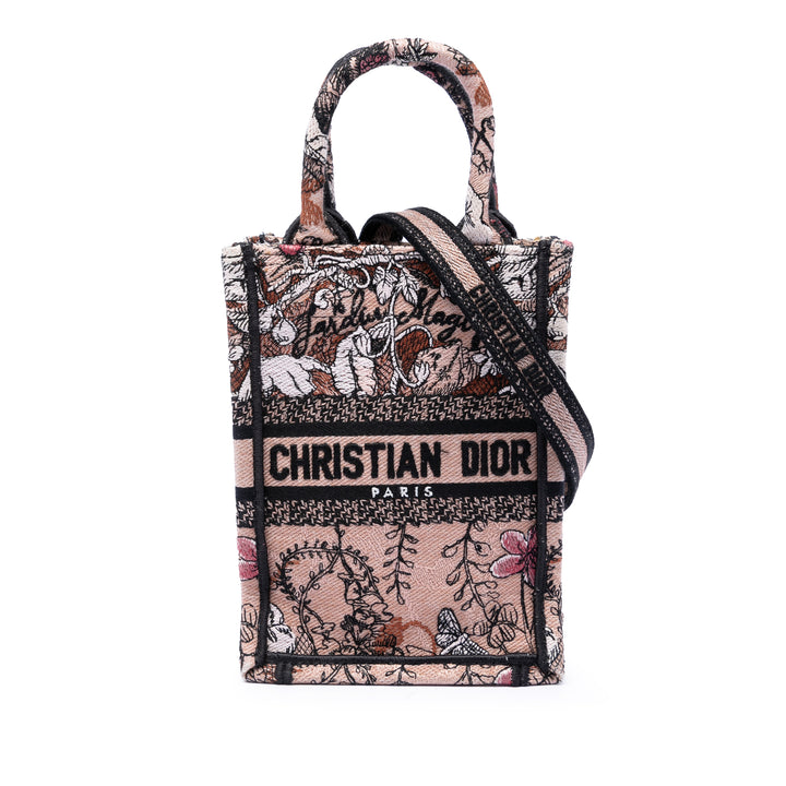 Dior Mini brodé Toile Jardin Magique Vertical Book Cabas