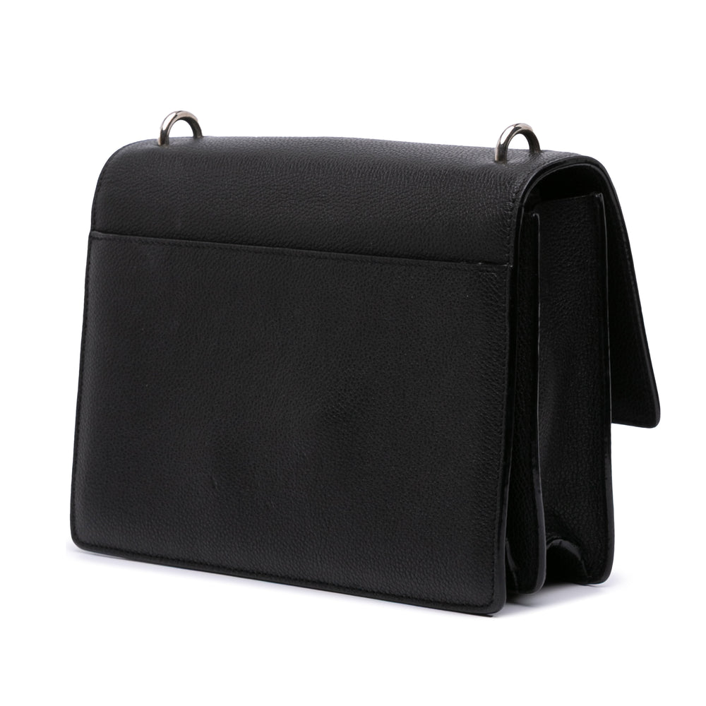 Medium Grained Calfskin Monogram Sunset Crossbody Black - Gaby Paris