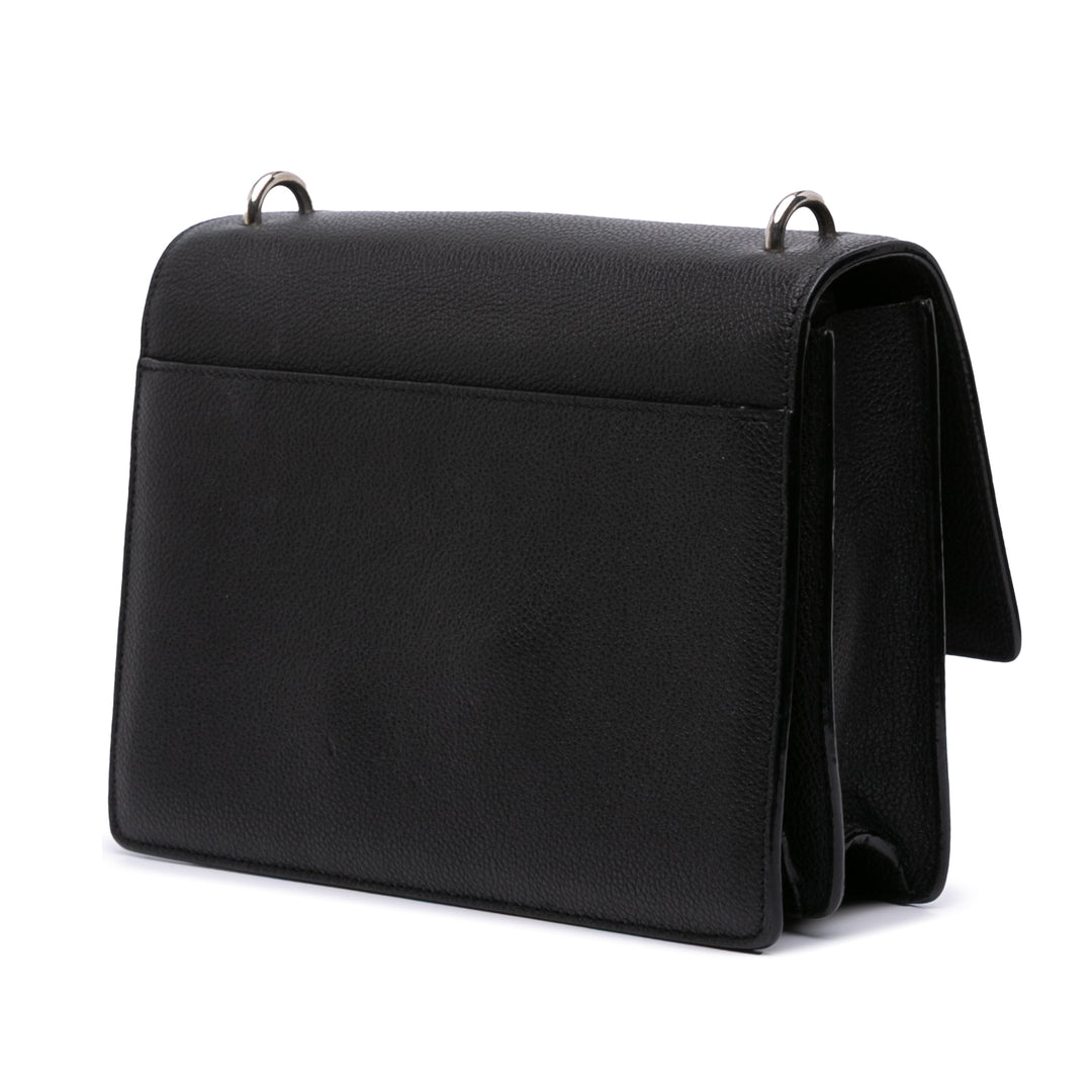 Medium Grained Calfskin Monogram Sunset Crossbody Black - Gaby Paris