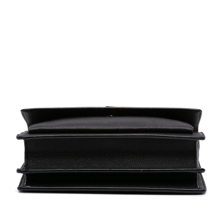 Medium Grained Calfskin Monogram Sunset Crossbody Black - Gaby Paris