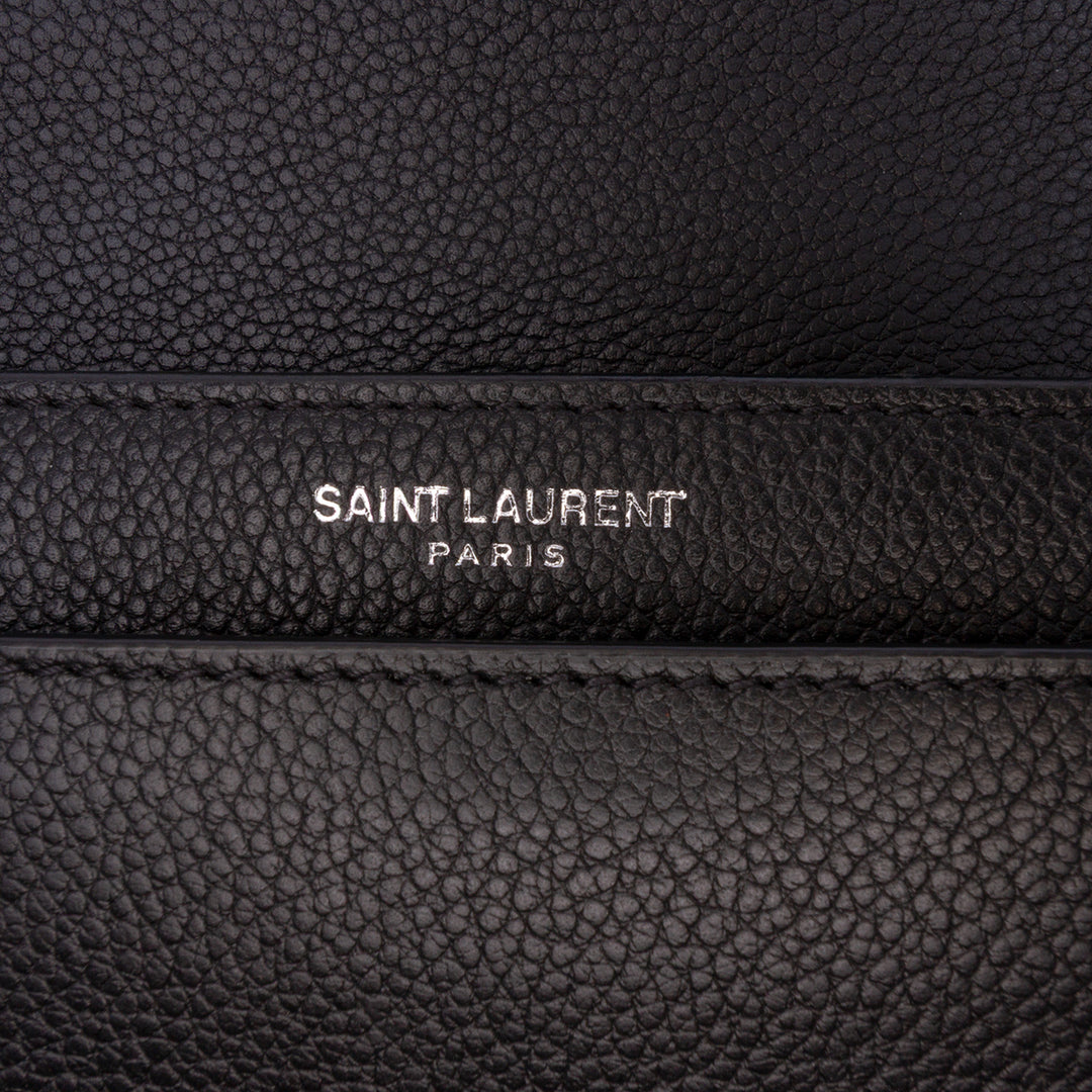 Medium Grained Calfskin Monogram Sunset Crossbody Black - Gaby Paris