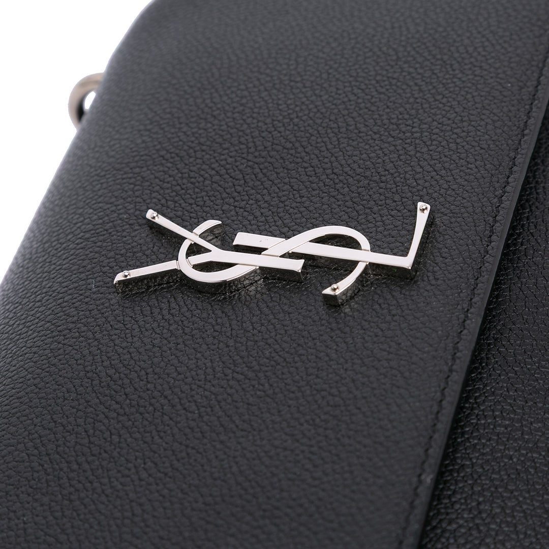 Medium Grained Calfskin Monogram Sunset Crossbody Black - Gaby Paris