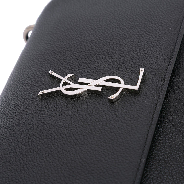 Medium Grained Calfskin Monogram Sunset Crossbody Black - Gaby Paris