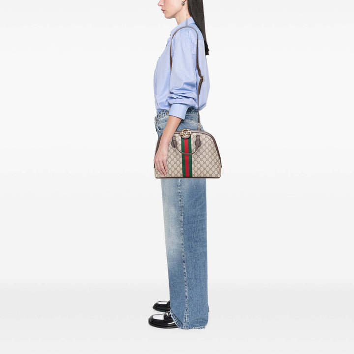 Medium GG Supreme Ophidia Web Satchel Brown - Gaby Paris