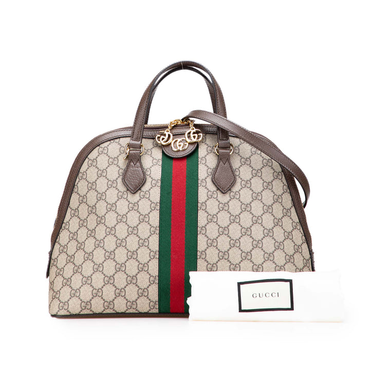 Medium GG Supreme Ophidia Web Satchel Brown - Gaby Paris