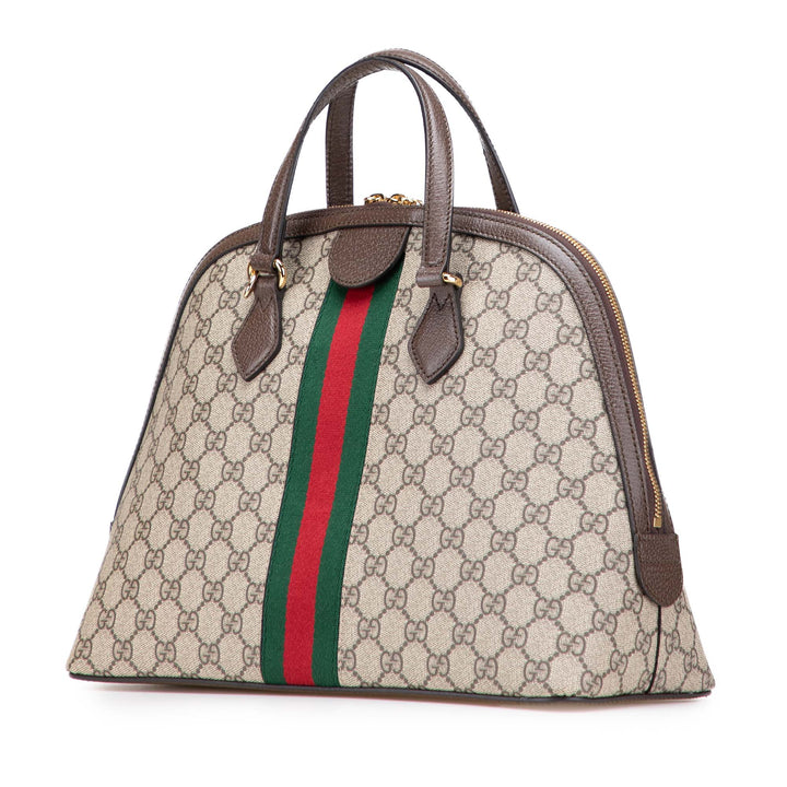 Medium GG Supreme Ophidia Web Satchel Brown - Gaby Paris