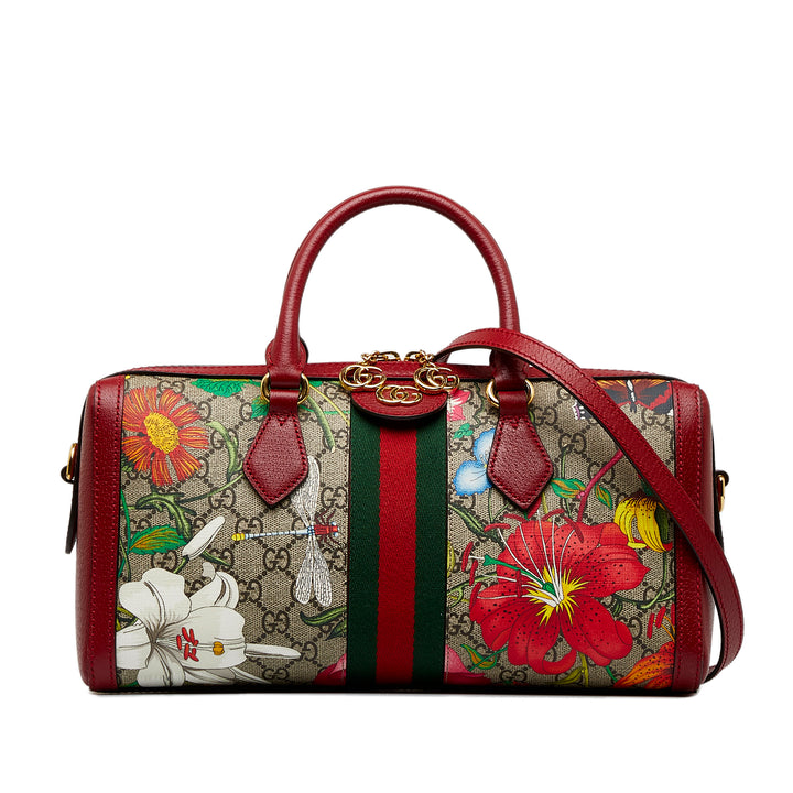 GG Supreme Ophidia Web Flora Satchel Red - Gaby Paris