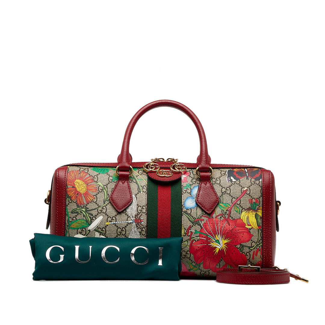 GG Supreme Ophidia Web Flora Satchel Red - Gaby Paris