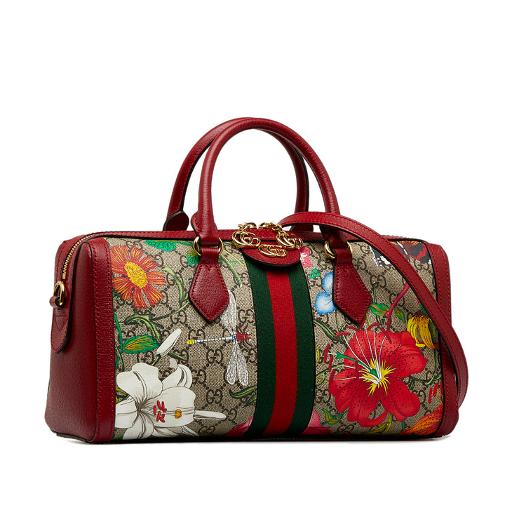 GG Supreme Ophidia Web Flora Satchel Red - Gaby Paris