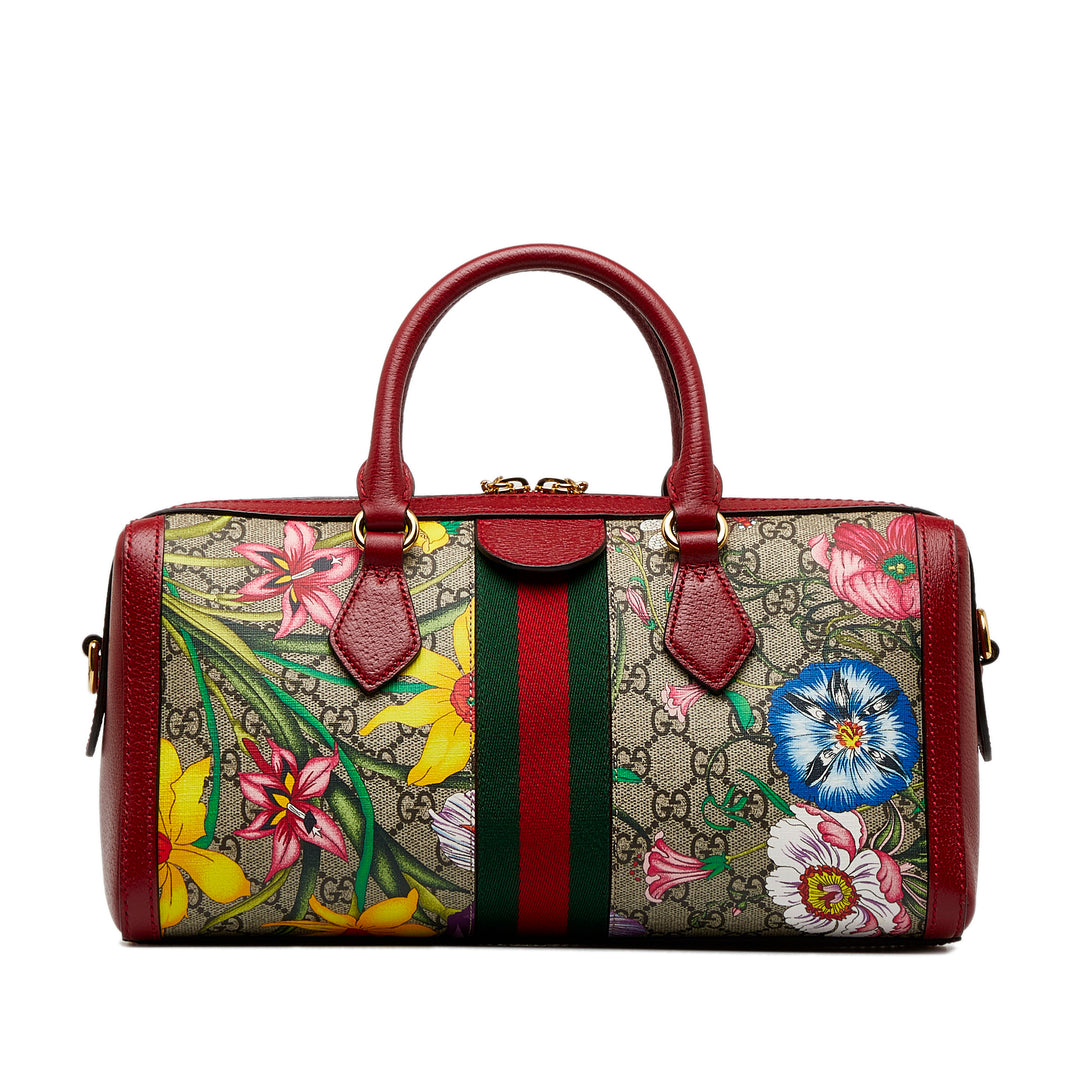 GG Supreme Ophidia Web Flora Satchel Red - Gaby Paris