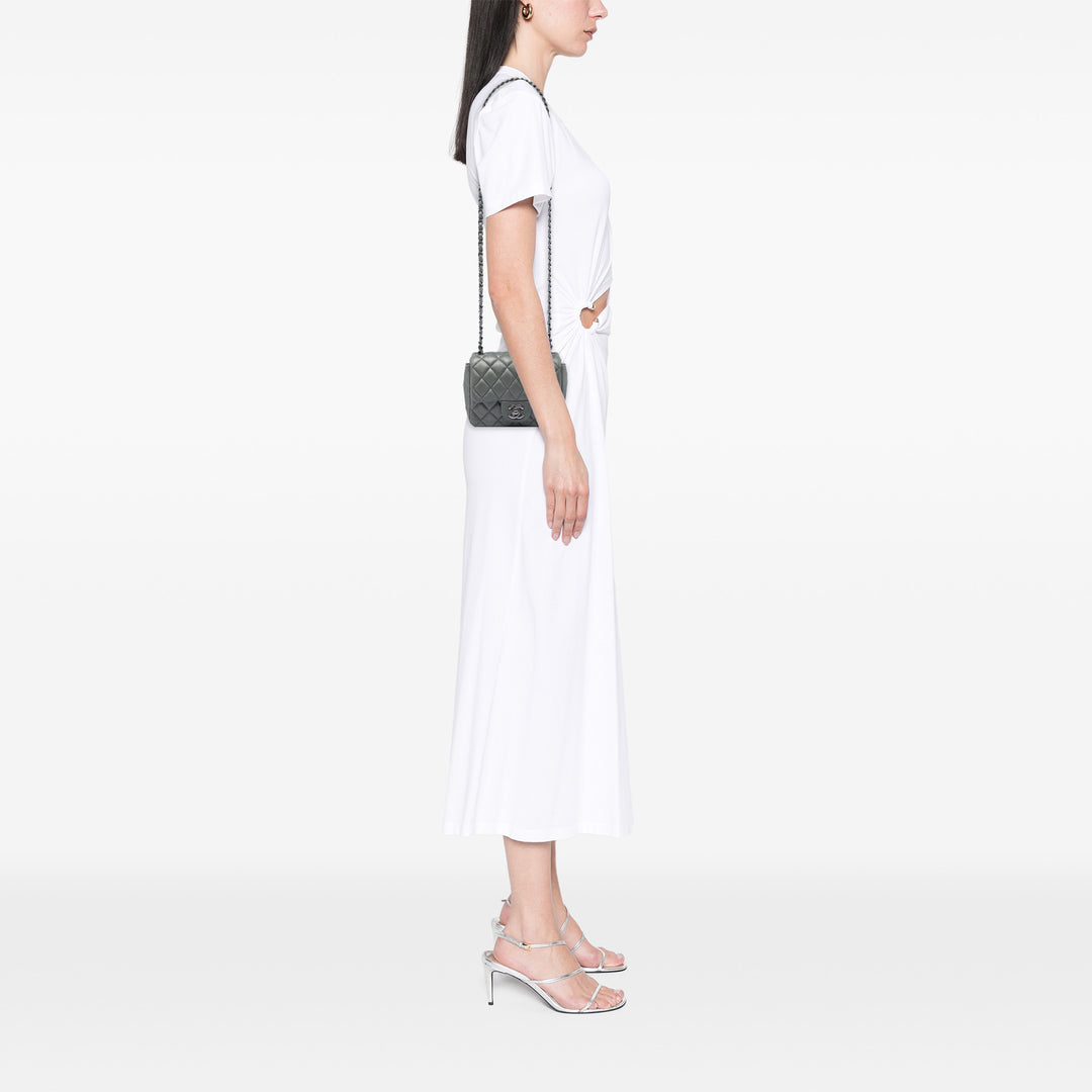 Chanel Mini Square Classic Metallic Cuir d’agneau Simple rabat