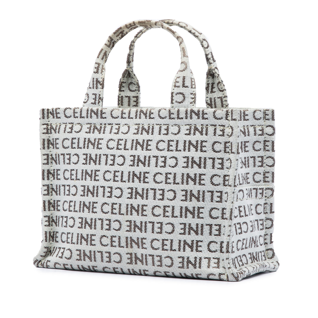 Celine Small All Over Logo Print Toile Cuir Triomphe Cabas Thais Sac