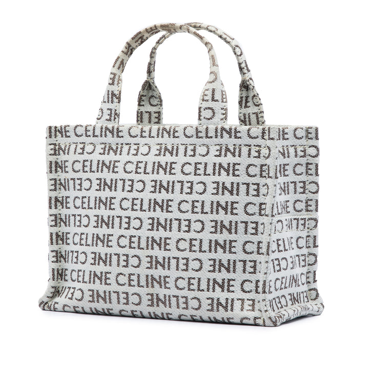 Celine Small All Over Logo Print Toile Cuir Triomphe Cabas Thais Sac
