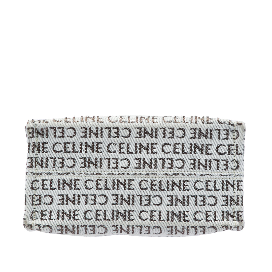Celine Small All Over Logo Print Toile Cuir Triomphe Cabas Thais Sac