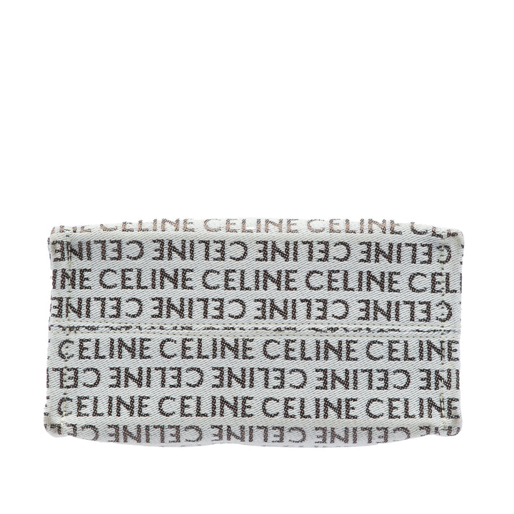 Celine Small All Over Logo Print Toile Cuir Triomphe Cabas Thais Sac