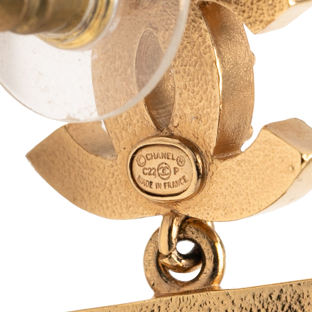 Chanel CC plaqué Rhinestones Boy plaqué fermoir poussette Boucle d’oreilles