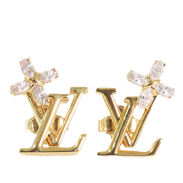 Louis Vuitton Doré Plated LV Iconic Flower Push Back Boucle d’oreilles Doré