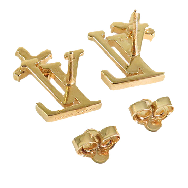 Louis Vuitton Doré Plated LV Iconic Flower Push Back Boucle d’oreilles Doré