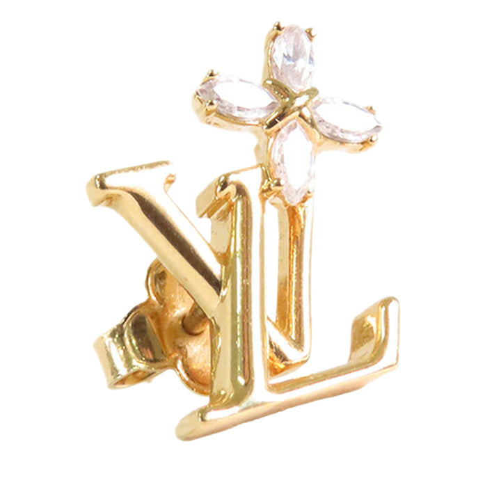 Louis Vuitton Doré Plated LV Iconic Flower Push Back Boucle d’oreilles Doré