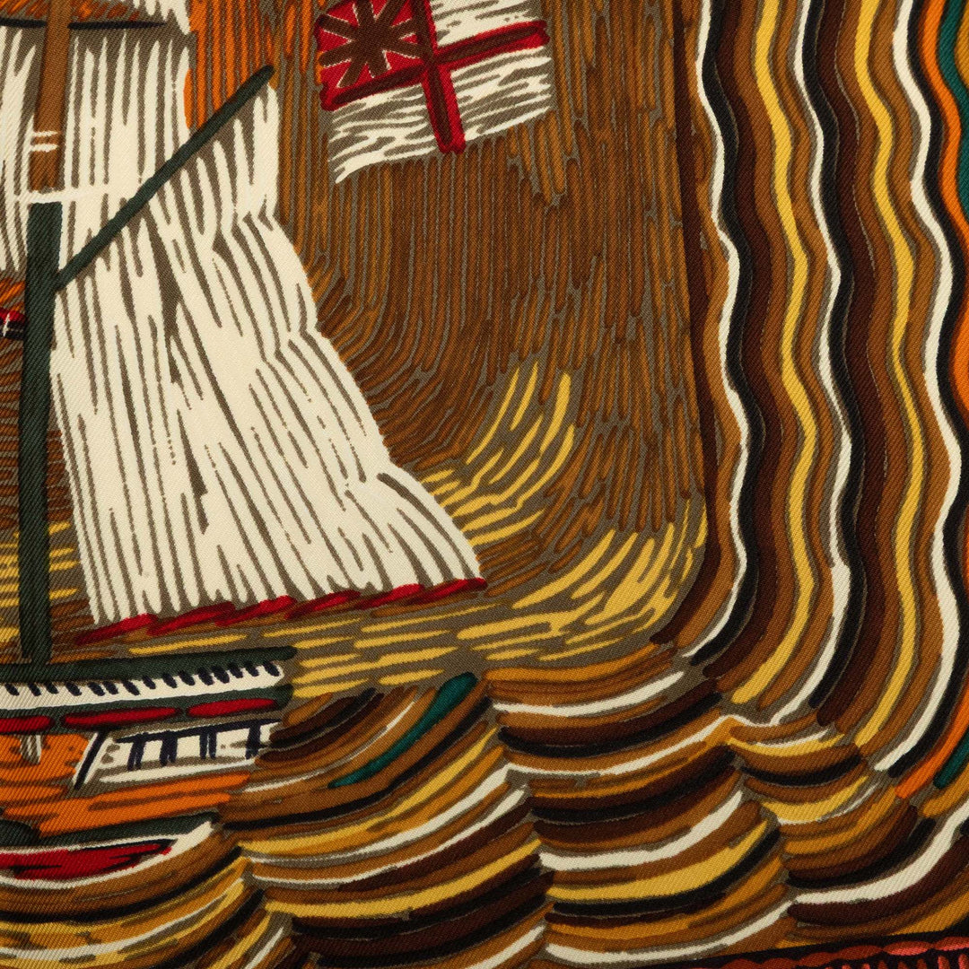 Hermès Marine Naive Foulard 90 Marron – vue 5 – GABY PARIS