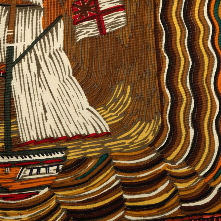 Hermès Marine Naive Foulard 90 Marron – vue 5 – GABY PARIS