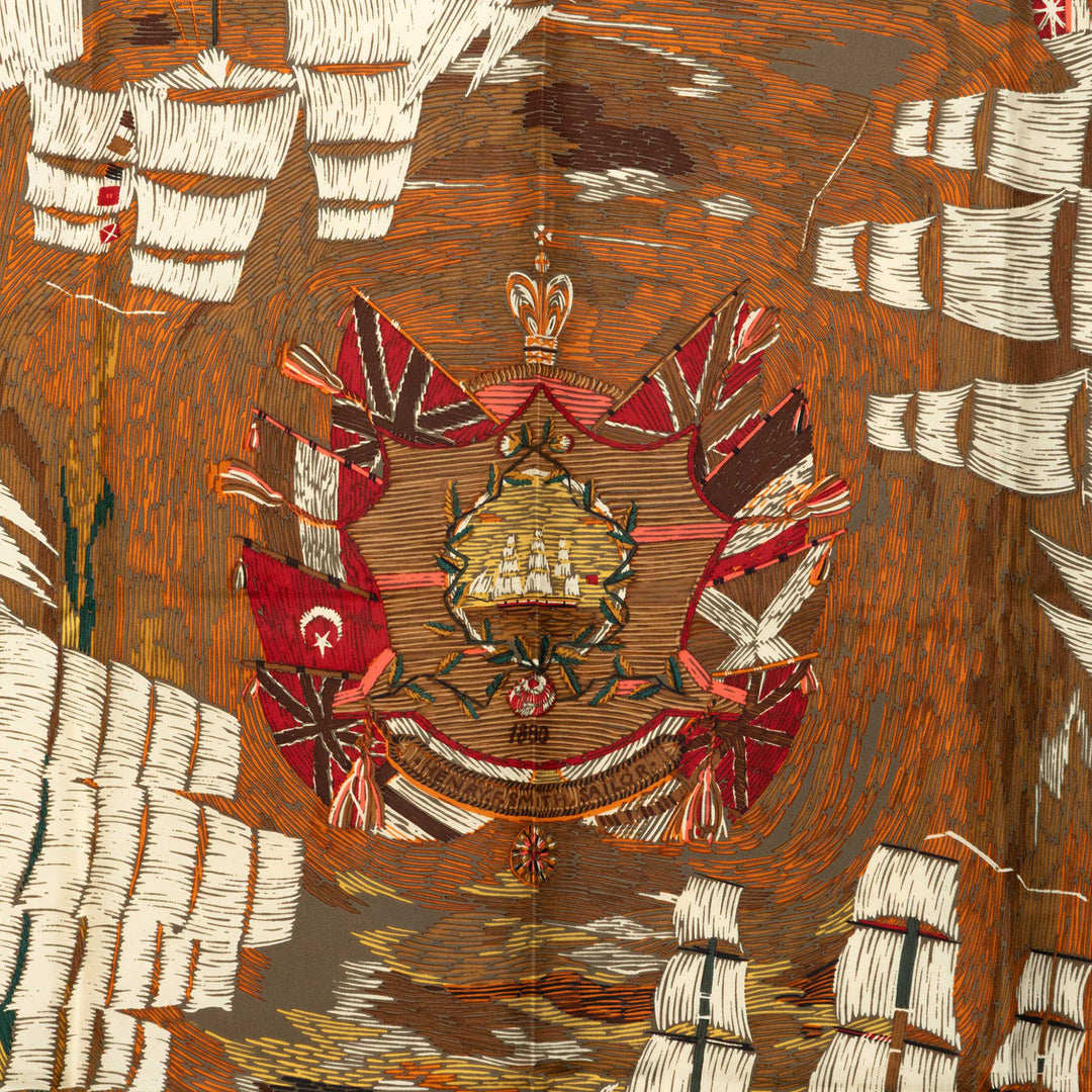 Hermès Marine Naive Foulard 90 Marron – vue 7 – GABY PARIS