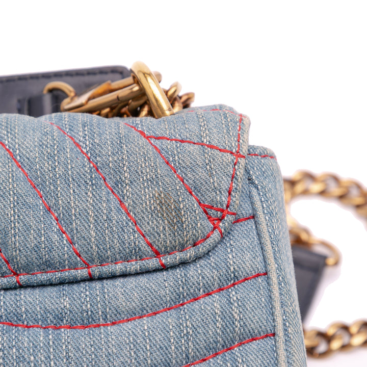 Limited Edition Denim Patches New Wave Chain MM Blue - Gaby Paris