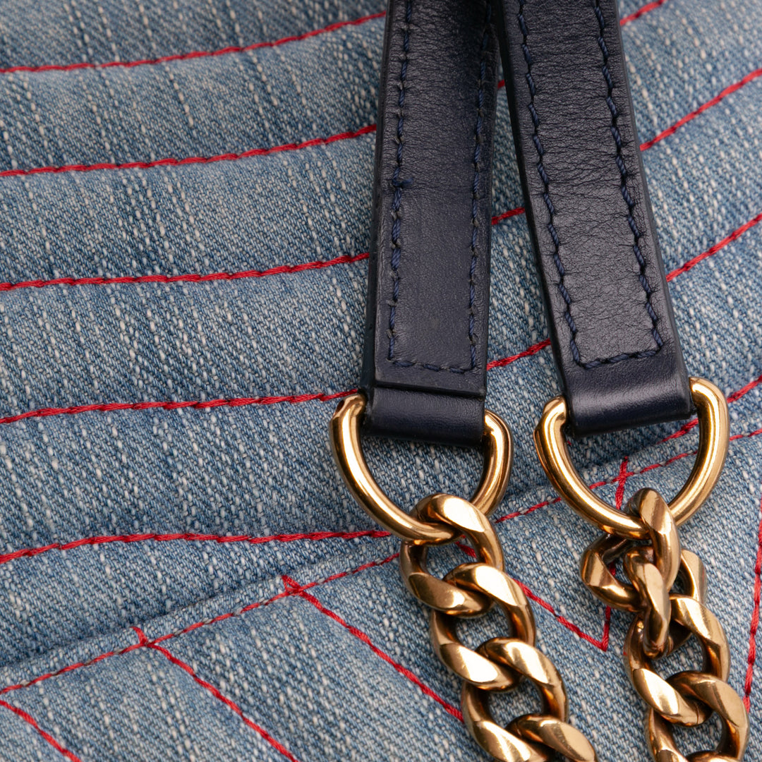 Limited Edition Denim Patches New Wave Chain MM Blue - Gaby Paris