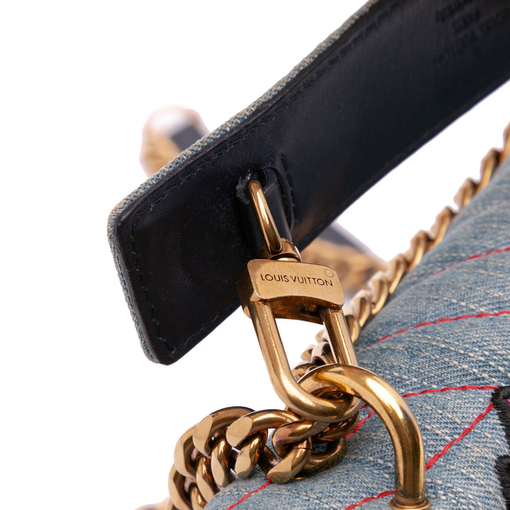Limited Edition Denim Patches New Wave Chain MM Blue - Gaby Paris