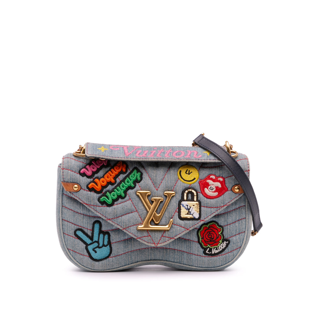 Limited Edition Denim Patches New Wave Chain MM Blue - Gaby Paris