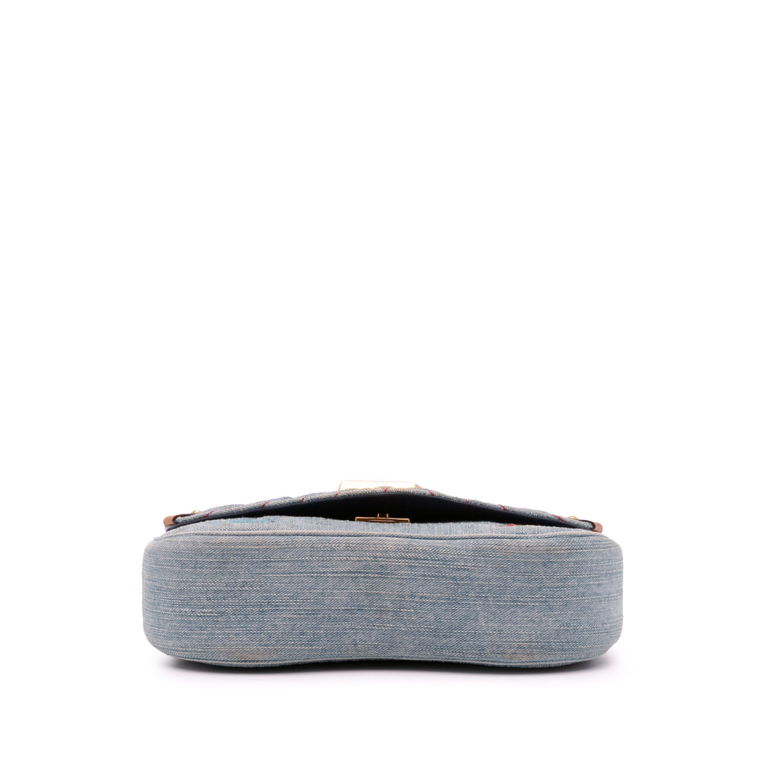 Limited Edition Denim Patches New Wave Chain MM Blue - Gaby Paris